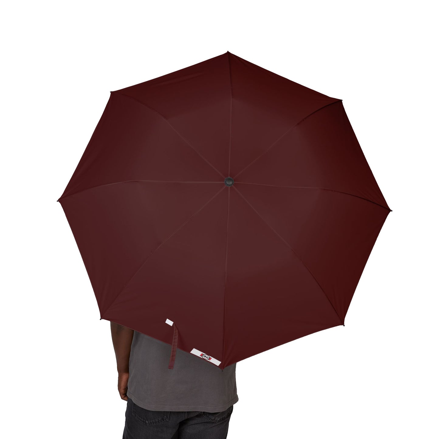 Compact Semi‑Automatic Foldable Umbrella — Windproof Travel Rain Umbrella (Burgundy)