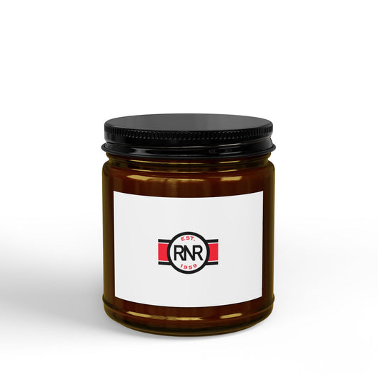 Soy Scented Candle — Amber Jar with Black Lid (4oz & 9oz) — Subtle RNR Logo