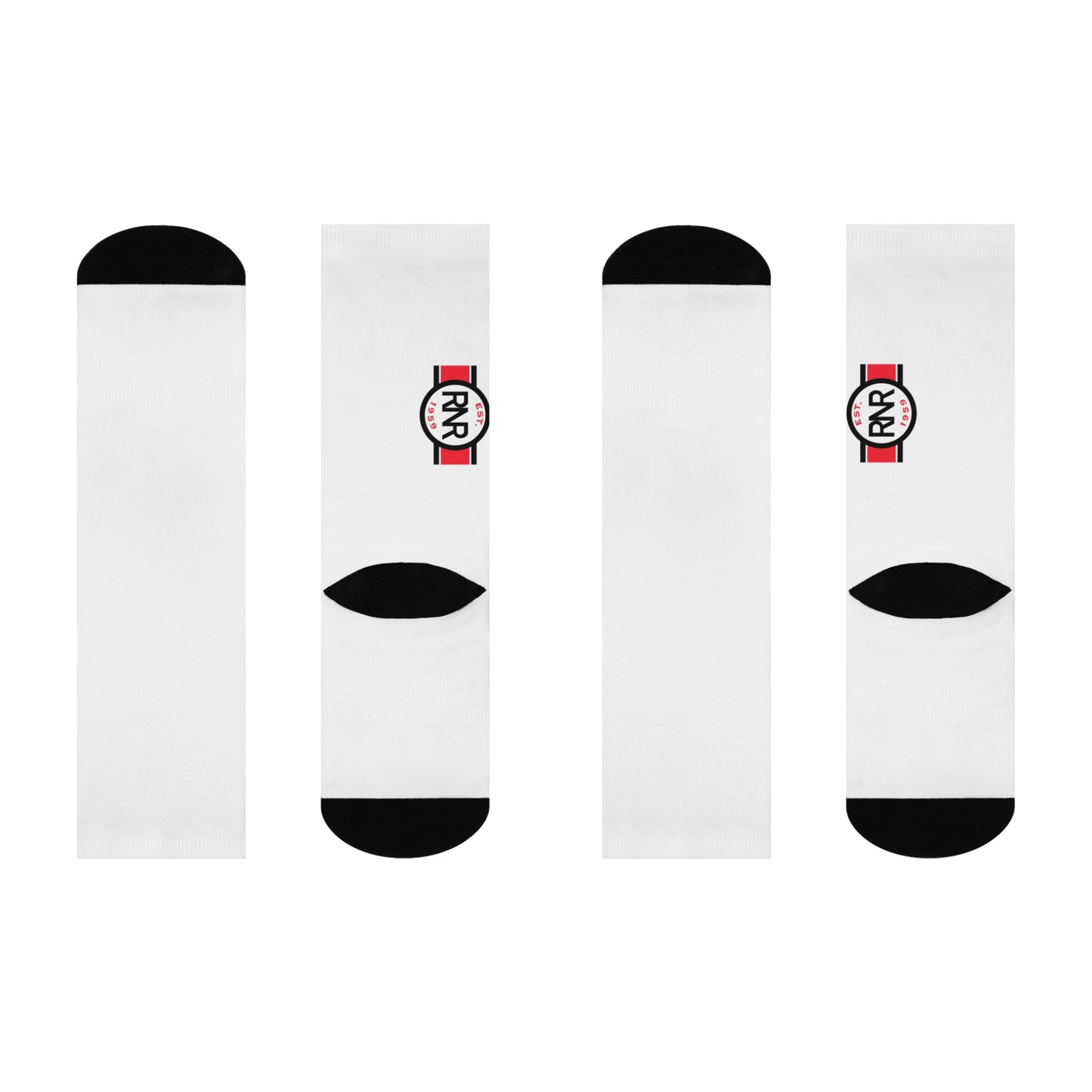 Crew Socks — Cushioned White Socks with Side Logo Stripe
