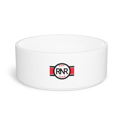 RNR Est. 1999 Ceramic Pet Bowl — Retro Racing Stripe Dog & Cat Dish