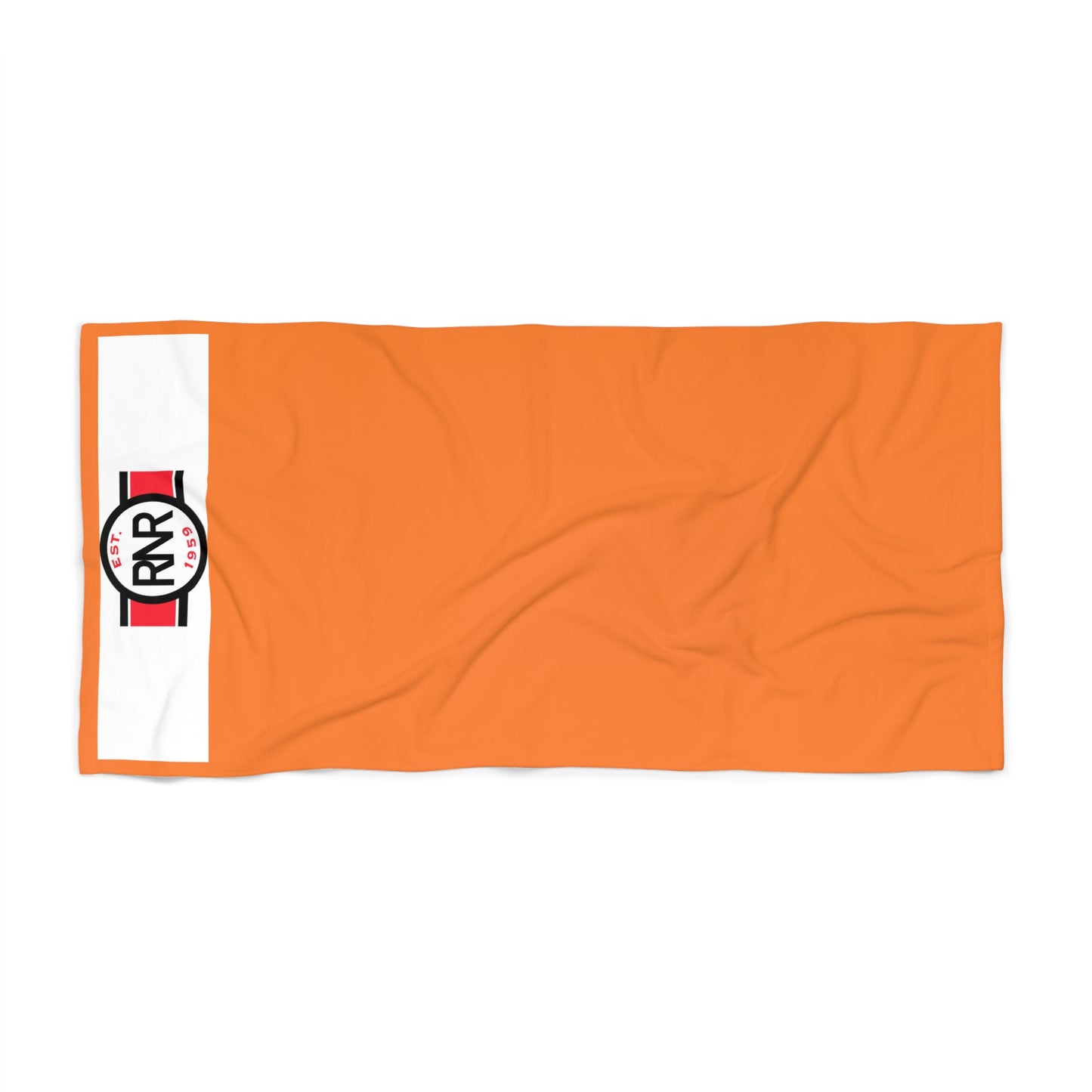 Orange Retro Stripe Beach Towel with RNR Badge