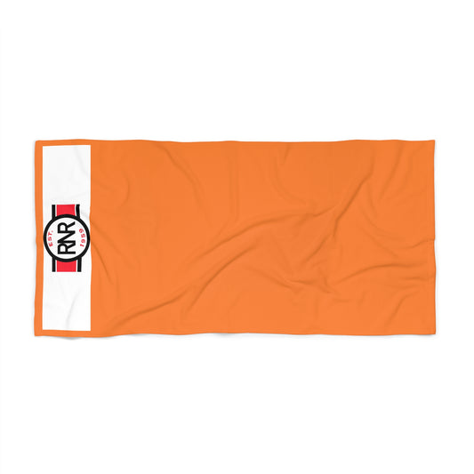 Orange Retro Stripe Beach Towel with RNR Badge
