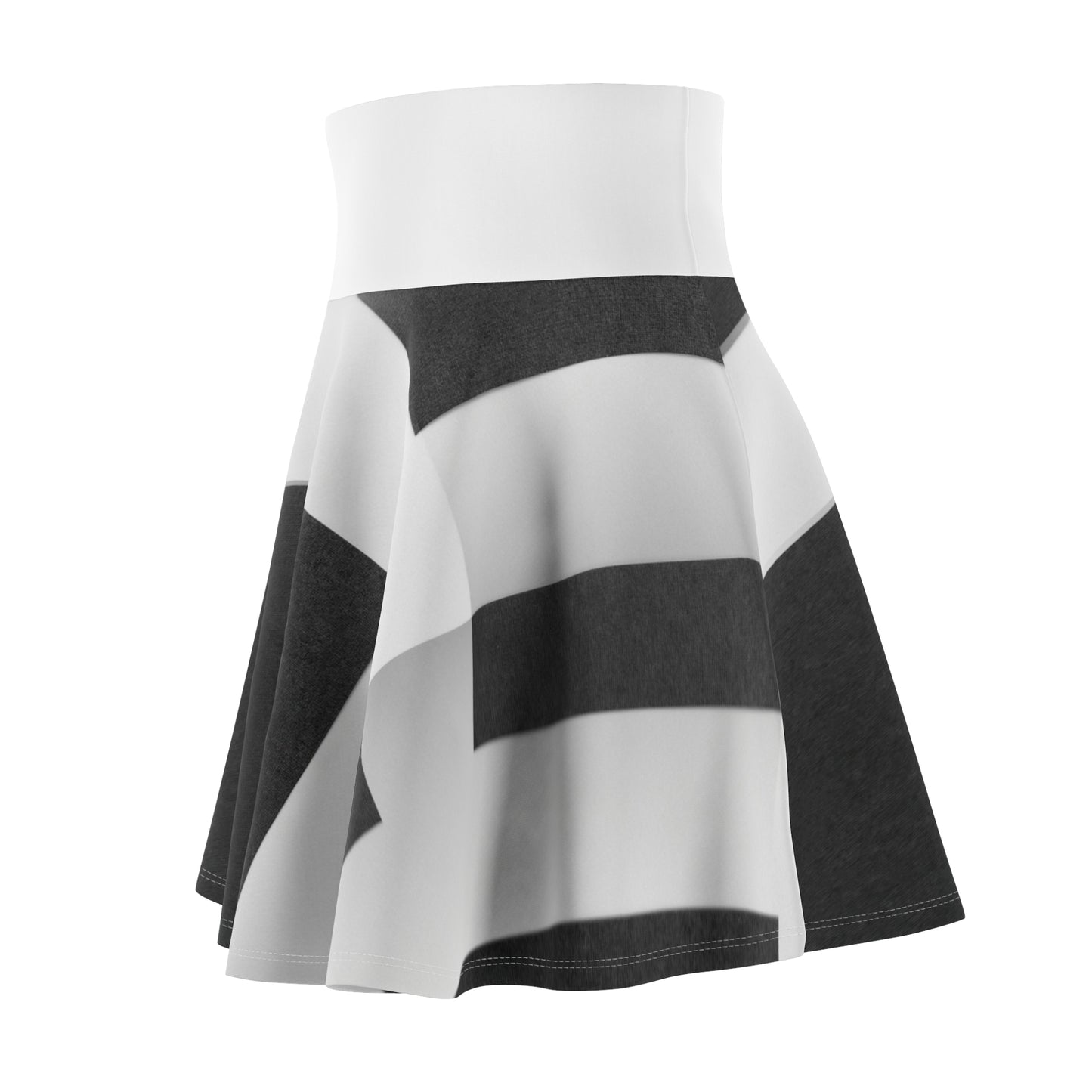 Monochrome Bold Stripe Skater Skirt — Graphic Black & White AOP