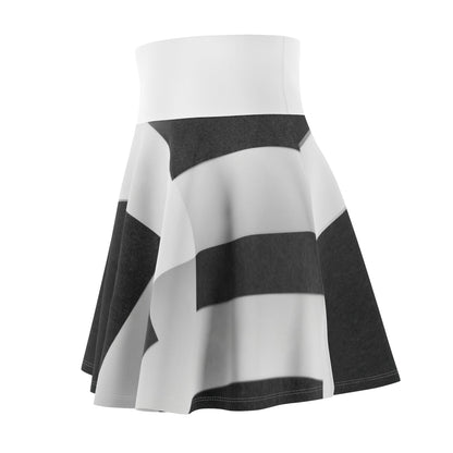Monochrome Bold Stripe Skater Skirt — Graphic Black & White AOP
