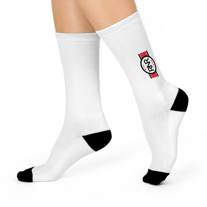 Crew Socks — Cushioned White Socks with Side Logo Stripe