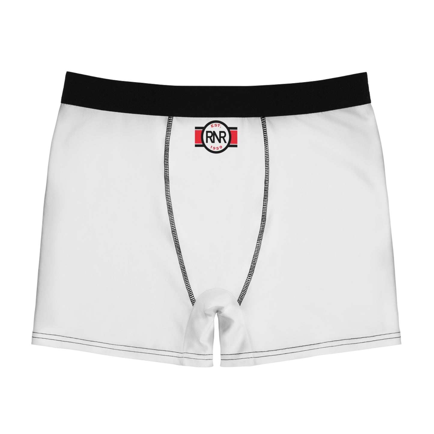 RNR Logo Men’s Boxer Briefs — White All-Over Print Comfort