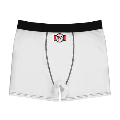 RNR Logo Men’s Boxer Briefs — White All-Over Print Comfort
