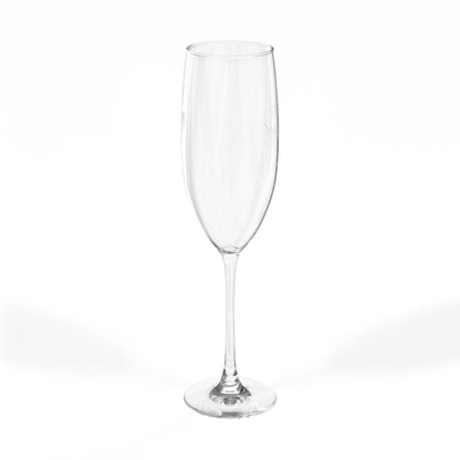 Engraved 8oz Champagne Flute — Personalized Monogram Ribbon Design