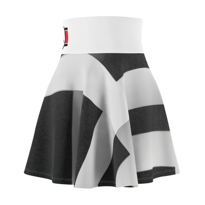 Monochrome Bold Stripe Skater Skirt — Graphic Black & White AOP