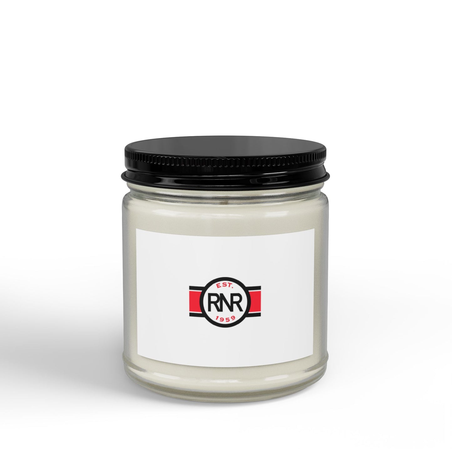 Soy Scented Candle — Amber Jar with Black Lid (4oz & 9oz) — Subtle RNR Logo