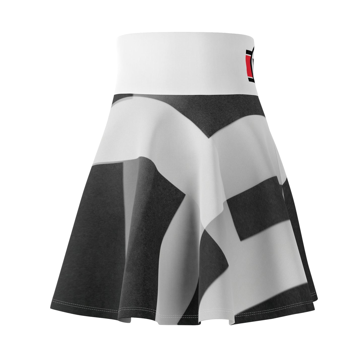Monochrome Bold Stripe Skater Skirt — Graphic Black & White AOP