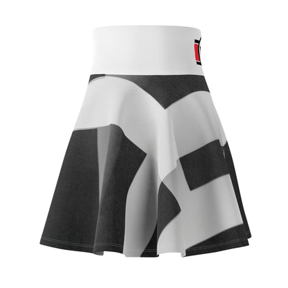 Monochrome Bold Stripe Skater Skirt — Graphic Black & White AOP