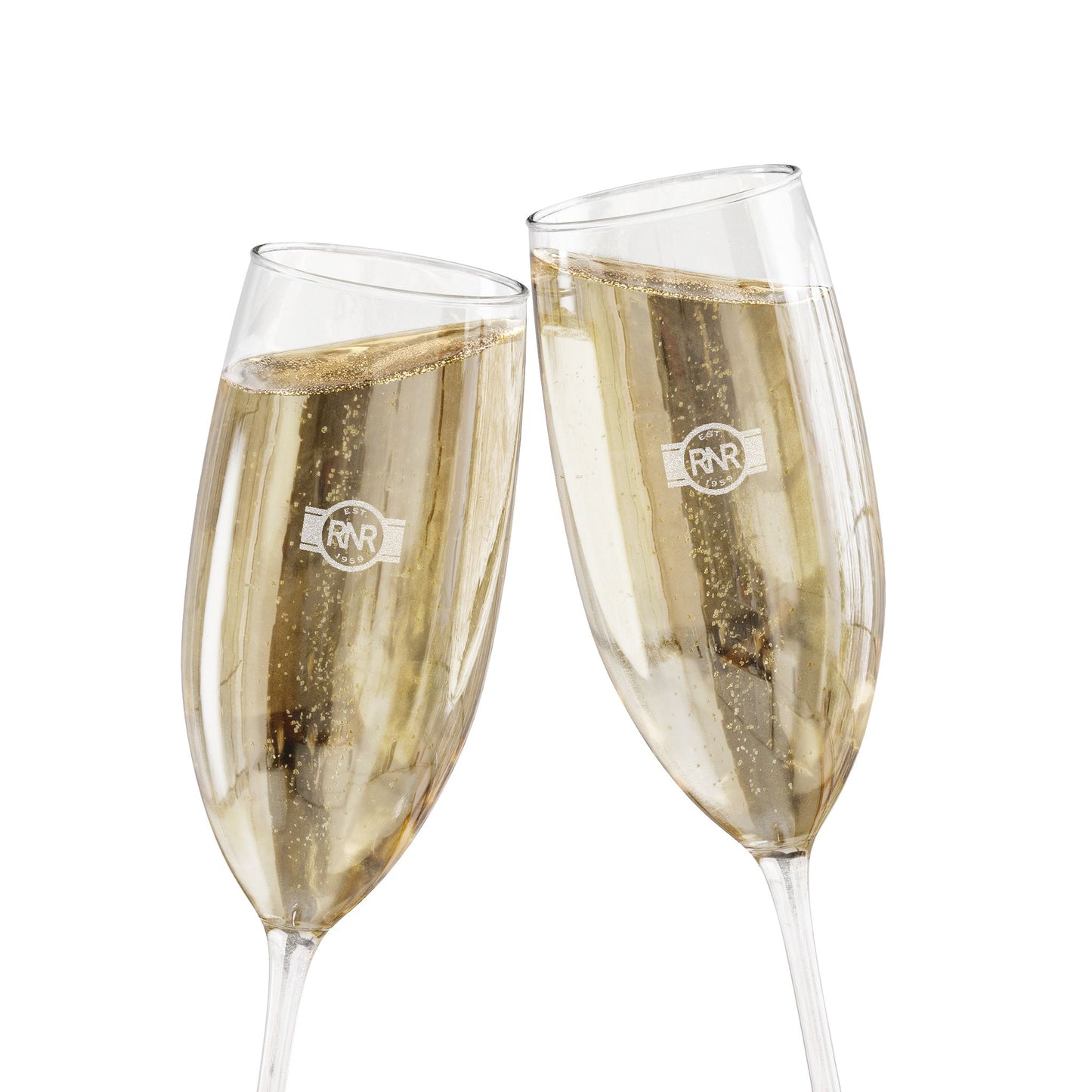 Engraved 8oz Champagne Flute — Personalized Monogram Ribbon Design
