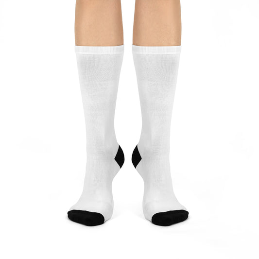 Crew Socks — Cushioned White Socks with Side Logo Stripe