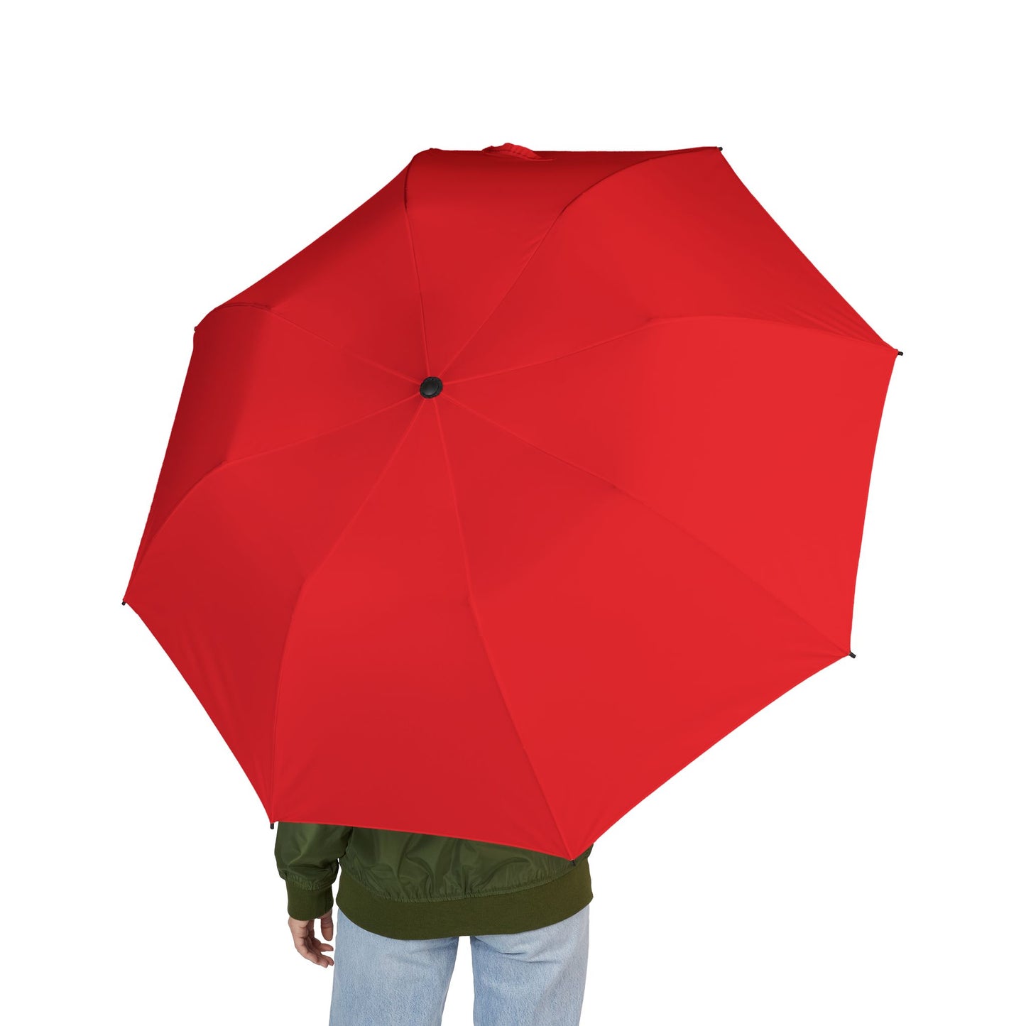 Compact Semi-Automatic Foldable Umbrella — Windproof Travel Rain Umbrella (Red)