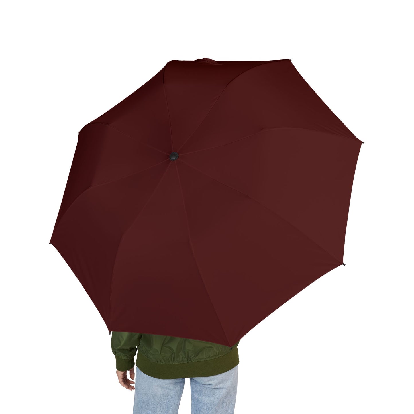 Compact Semi‑Automatic Foldable Umbrella — Windproof Travel Rain Umbrella (Burgundy)