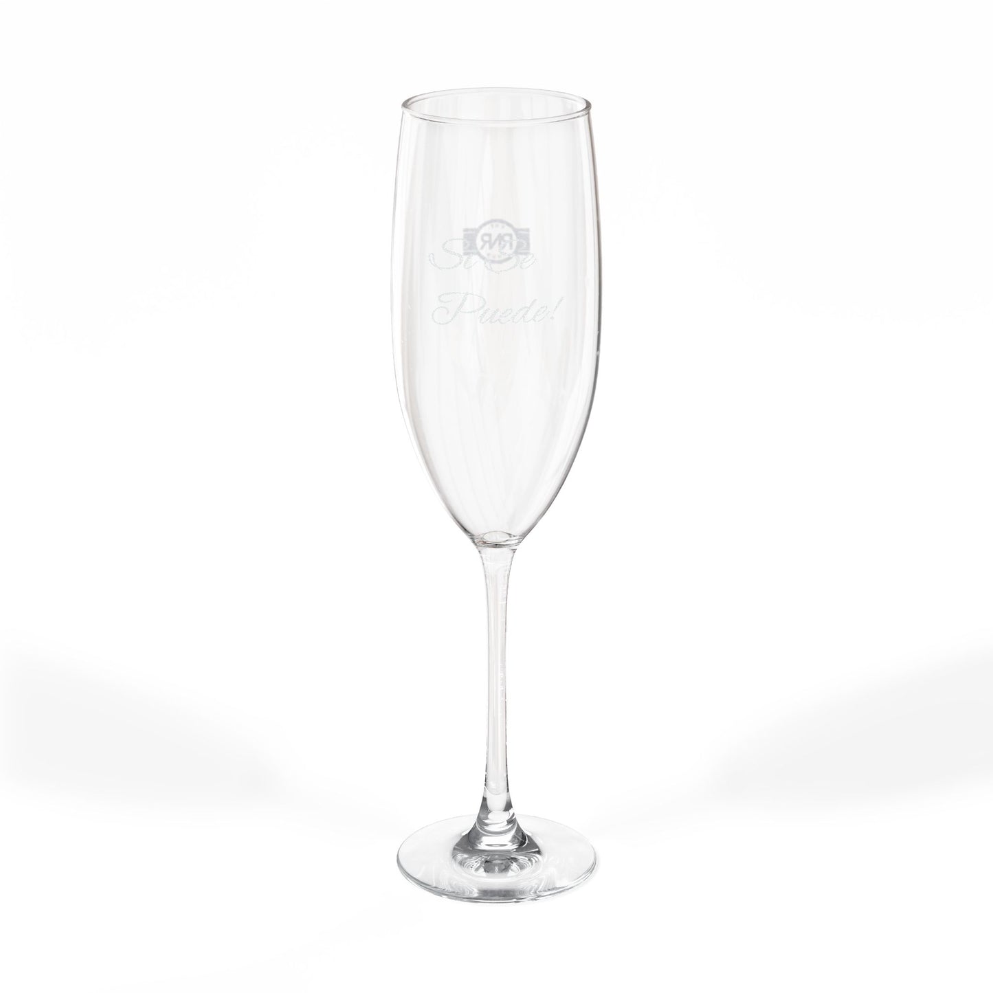 Engraved 8oz Champagne Flute — Personalized Monogram Ribbon Design