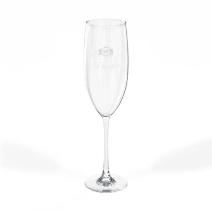 Engraved 8oz Champagne Flute — Personalized Monogram Ribbon Design