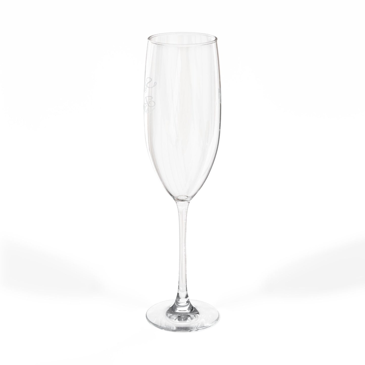 Engraved 8oz Champagne Flute — Personalized Monogram Ribbon Design