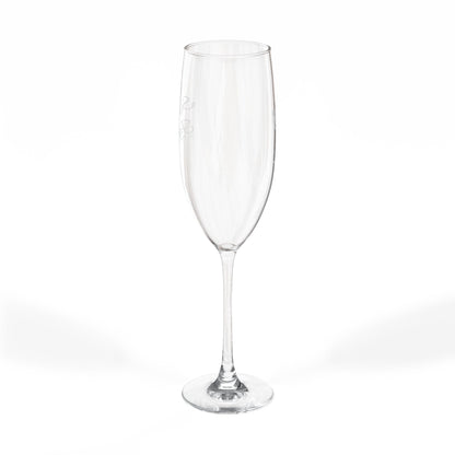 Engraved 8oz Champagne Flute — Personalized Monogram Ribbon Design